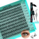 AMZGIRL LASH extension kit with 200 clusters in 9–16 mm for at‑home customization.
