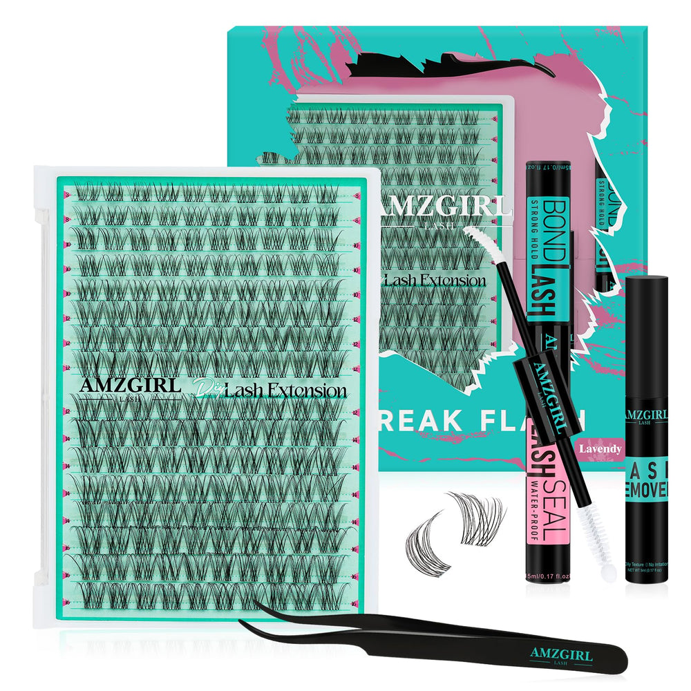 AMZGIRL LASH Lash Clusters Kit packaging shows the complete at-home set.