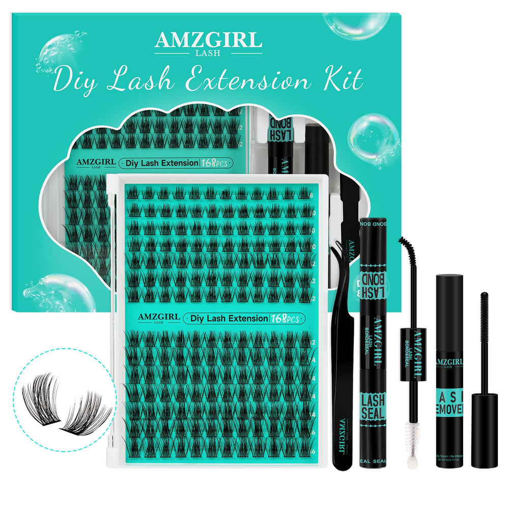 AMZGIRL LASH lash extension kit contents, ideal for DIY home lash styling.