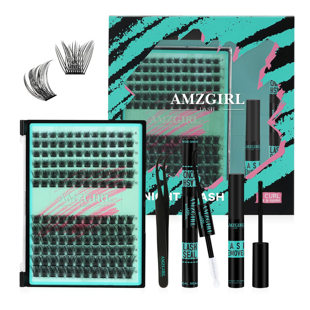 AMZGIRL LASH Midnight DIY Kit with 144 clusters for at home lash transformations.