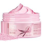 ANAI RUI Rose Mask pink clay texture for gentle exfoliation and oil balance.