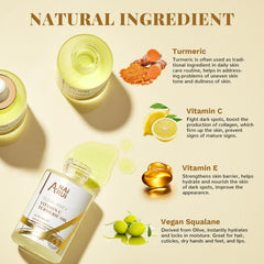 ANAI RUI Squalane Vitamin C Turmeric oil dropper releases golden oil on skin