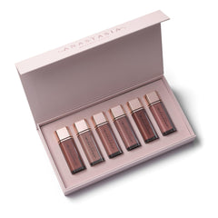 Anastasia Beverly Hills Lip Velvet Gift Set front view with six nude shades for versatility