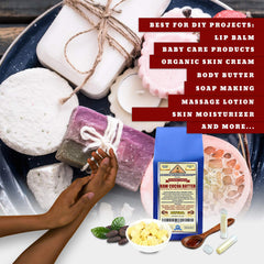Ancient Health Remedies cocoa butter texture closeup shows smooth melt-in-your-hand feel.