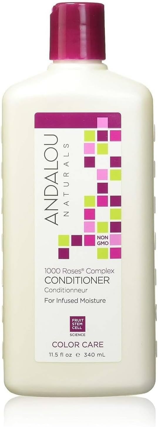 Andalou Naturals 1000 Roses Conditioner bottle shown for color care and hydration