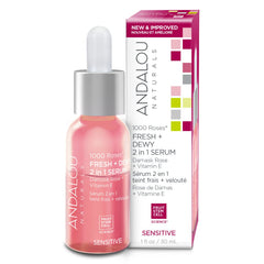 Andalou Naturals 1000 Roses Serum bottle delivering lightweight hydration.