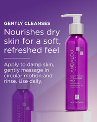 Andalou Naturals Apricot Probiotic Cleansing Milk on hands demonstrates gentle cleansing.