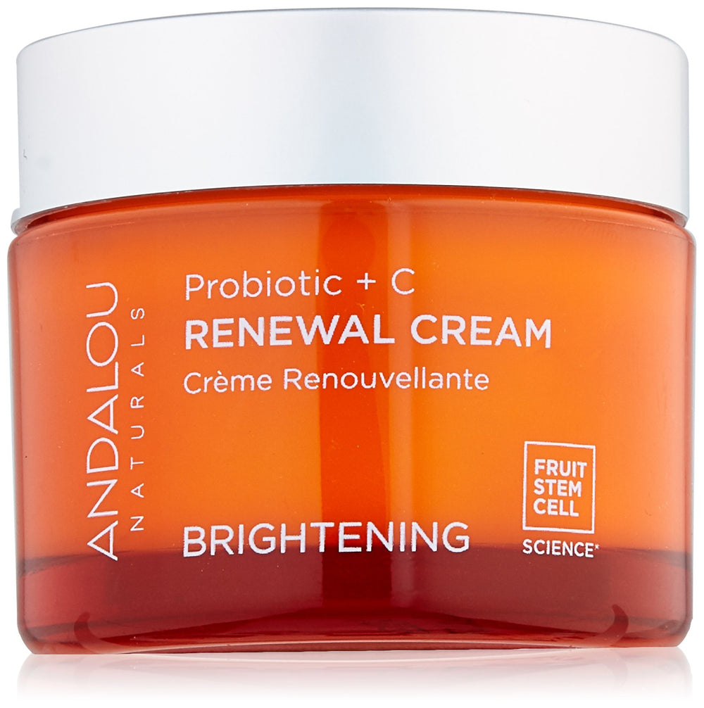 Andalou Naturals Probiotic C Renewal face cream bottle for balanced hydration.