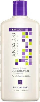 Andalou Naturals Lavender and Biotin Full Volume Conditioner bottle for thicker hair