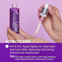 Texture swatch shows lightweight, fast-absorbing serum for daily use.