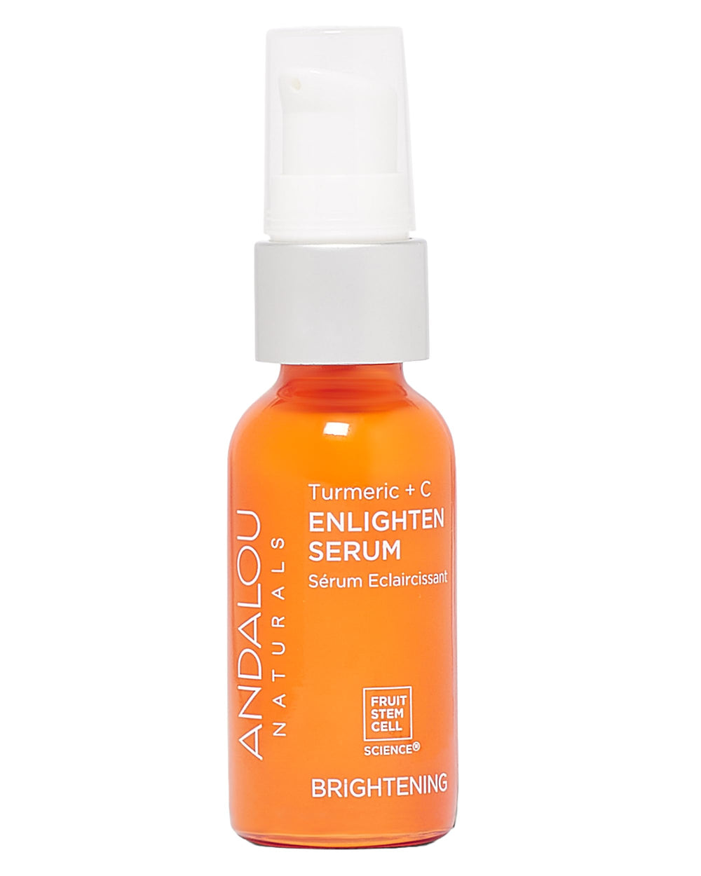 Andalou Naturals Turmeric C Enlighten Serum bottle glows with a radiant look