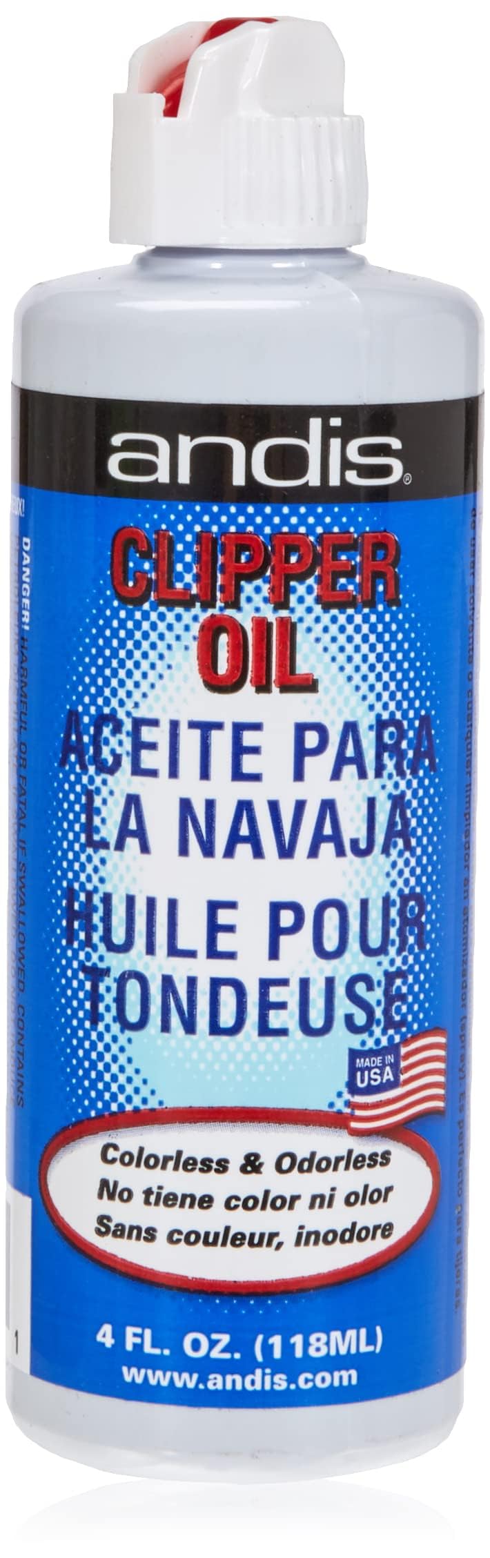 Andis clipper oil 4oz bottle pour for smooth blade lubrication on clippers
