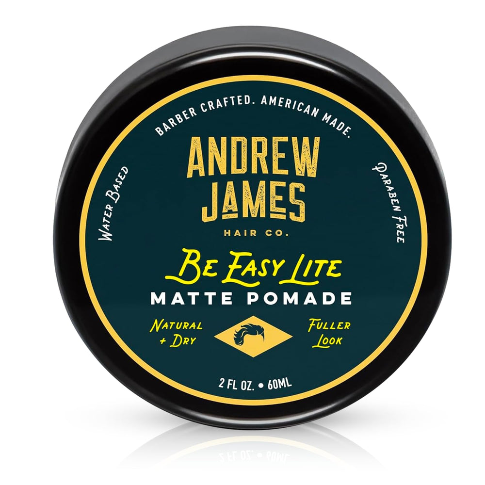 ANDREW JAMES Matte Pomade bottle for a natural matte finish