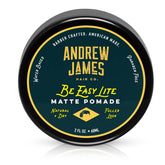 ANDREW JAMES Matte Pomade bottle for a natural matte finish