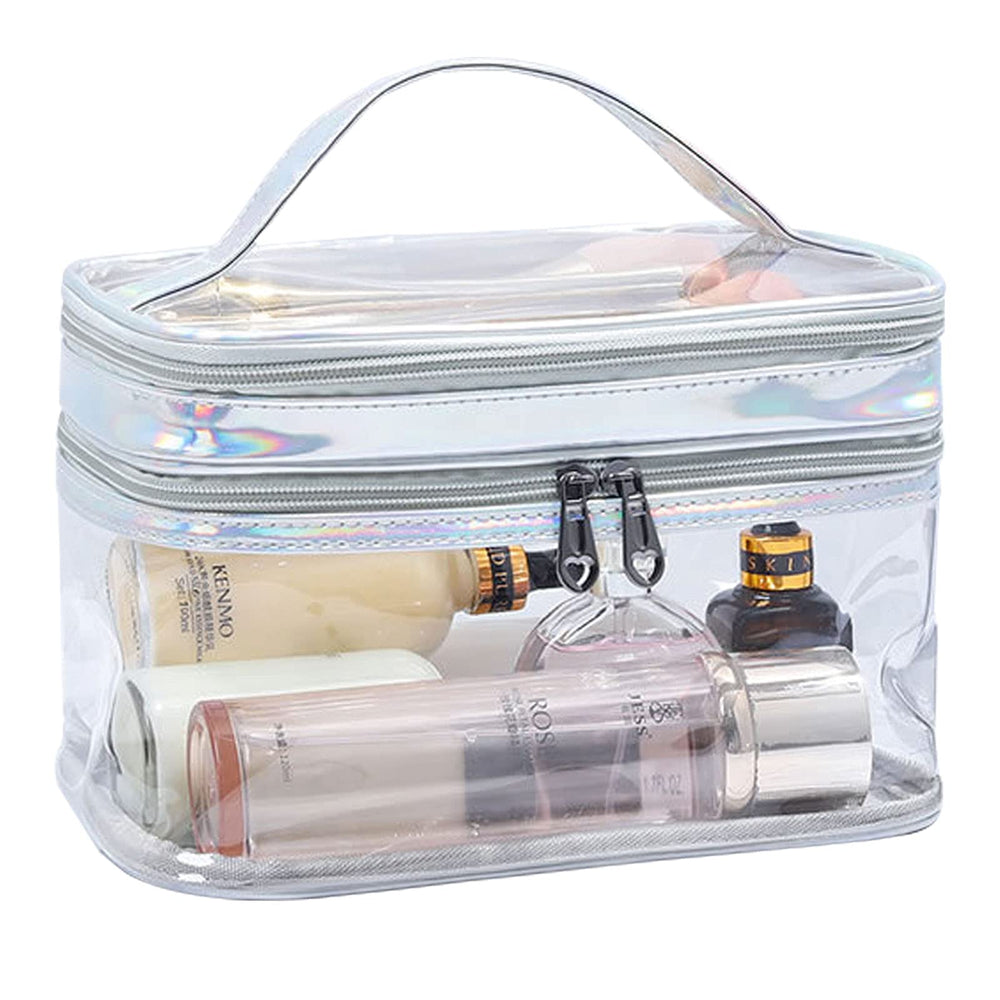 ANEMEL Clear Cosmetic Bag dual layer for easy makeup organization and travel