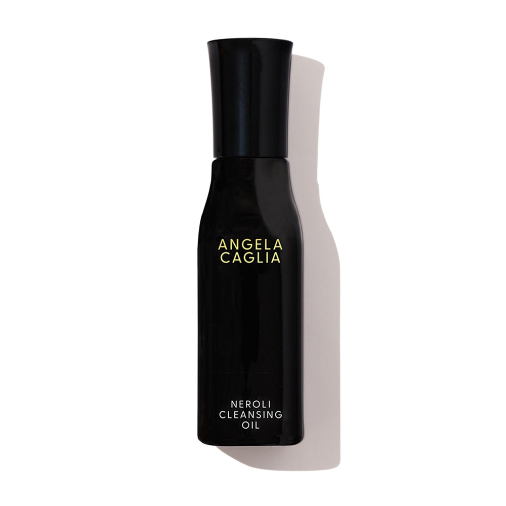 Angela Caglia Neroli Cleansing Oil bottle ready for quick makeup removal and hydration.