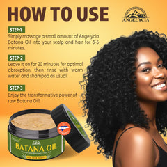 ANGELYCIA Batana oil-mask application on damp hair for nourishment.