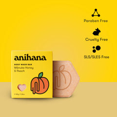 ANIHANA body wash bar peach-scent delivers a refreshing shower aroma.