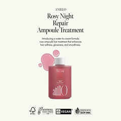 ANILLO Rosy Night liquid application shows fast absorption for hair care.