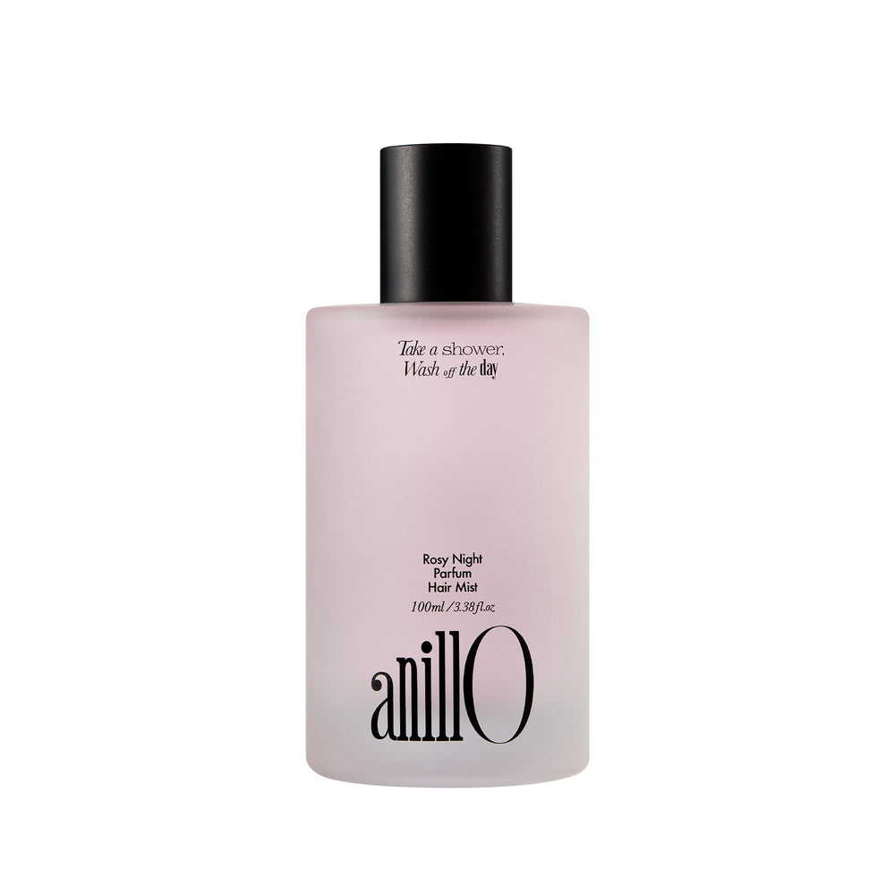 ANILLO Rosy Night hair mist bottle showing long-lasting floral musk scent