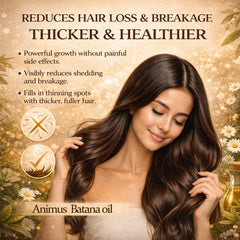 Animus Batana Oil on hair ends demonstrates frizz control and nourishment.