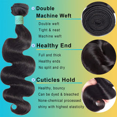 AnJudyReid Brazilian virgin hair body wave 16inch natural black for easy styling