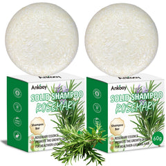 ANKOOY Rosemary Shampoo Bar 2-pack close-up highlighting thinning hair support.