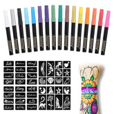 Anmmy temporary tattoo markers skin 16 color palette for vivid, fade-resistant body art at events.