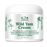 ANNAS Wild Yam Cream bottle close-up showing soothing texture for hormonal transitions.