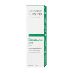 ANNEMARIE BÖRLIND LL Regeneration Cleansing Milk packaging emphasizes sustainable skincare ingredients.