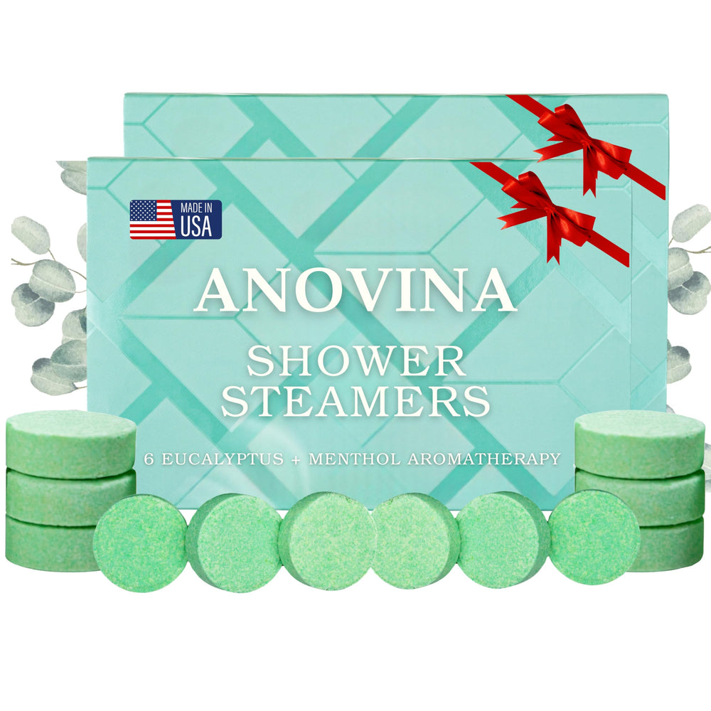 Anovina 12XL Eucalyptus Shower Steamer pack-shot delivering a vibrant aromatherapy moment at home