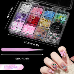 Anower cherry, heart and planet charms add dimensional sparkle to nails.