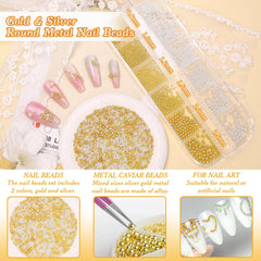 Anower nail beads close-up displays multiple sizes for precise patterns.