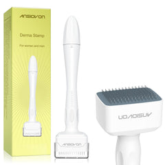 ANSIOVON Derma Stamp close-up with micro-needles for at-home skin texture improvement.
