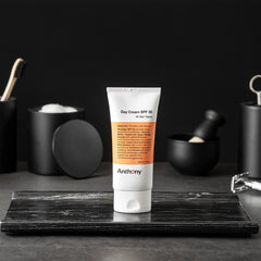 Anthony Day Cream SPF 30 label close-up communicates broad protection and non-greasy finish.