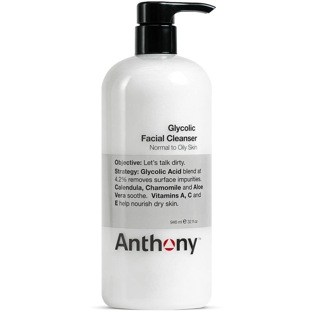 Anthony Glycolic Cleanser bottle close-up supports clear skin