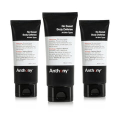 Anthony No Sweat deodorant bottle demonstrates talc-free moisture management for daily wear.