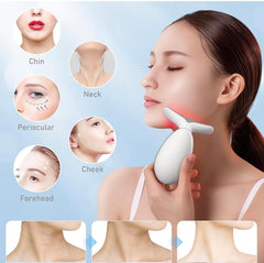 Anti Aging Tightening Facial Massager demonstrating neck contouring use for neck toning.
