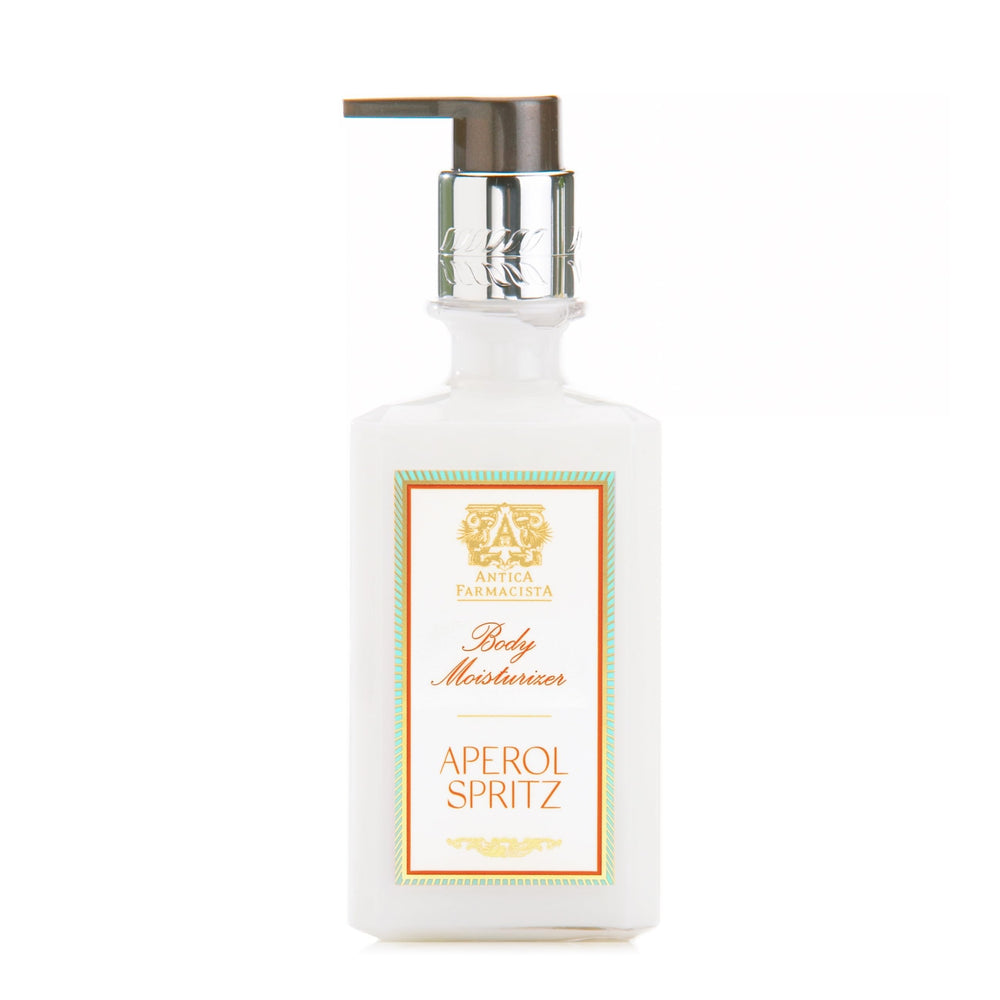 Antica Farmacista Aperol Spritz lotion bottle for daily hydration and fragrance.