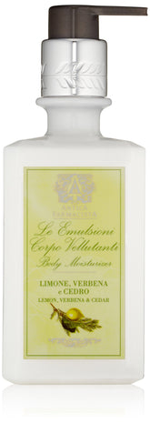 Antica Farmacista Body Moisturizer bottle pour highlights citrus fragrance and lasting hydration.