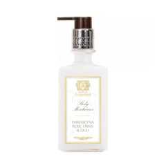 Antica Farmacista Body Moisturizer Damascena Rose bottle showcases luxury hydration and a delicate scent.