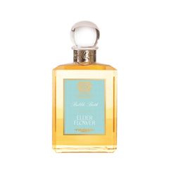 Antica Farmacista bubble bath bottle on display with relaxing elderflower foam.