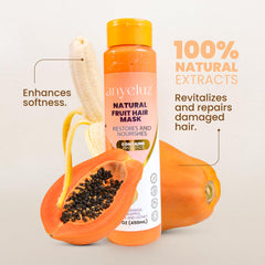 ANYELUZ Hair Mask with Fruit Extracts ready to apply on wet hair for shine and softness.