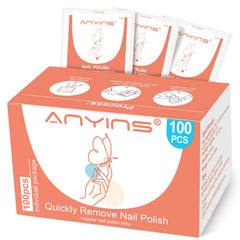 ANYINS nail polish remover pads pack with 100 wipes for on-the-go use