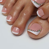ANYOS short French tip press-on toenails provide a natural daily look.
