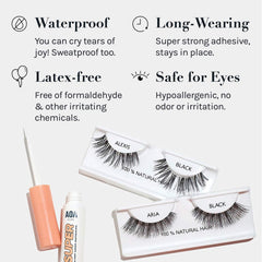 AOA Studio Waterproof hypoallergenic adhesive keeps lashes in place during workouts.