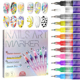 AOKELEON 12 colors nail art pens set for vibrant at-home designs.