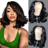 Aolisox 14-inch bob wig with body wave for natural movement and shine.