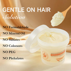 Argan oil enriched formula from Aomimegel nourishes strands.