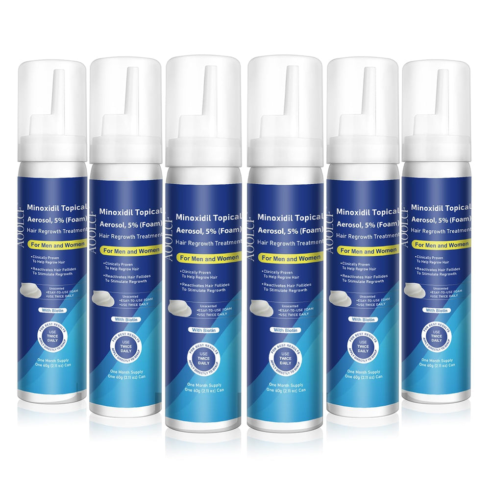 AOOLCF Minoxidil Foam bottle for at-home hair thickening and follicle support.